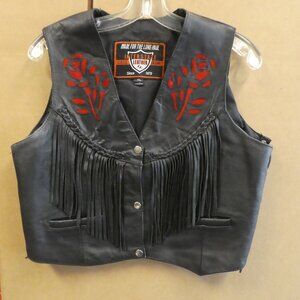 Interstate Leather Rose Flower Leather Vest - Women's Size XL